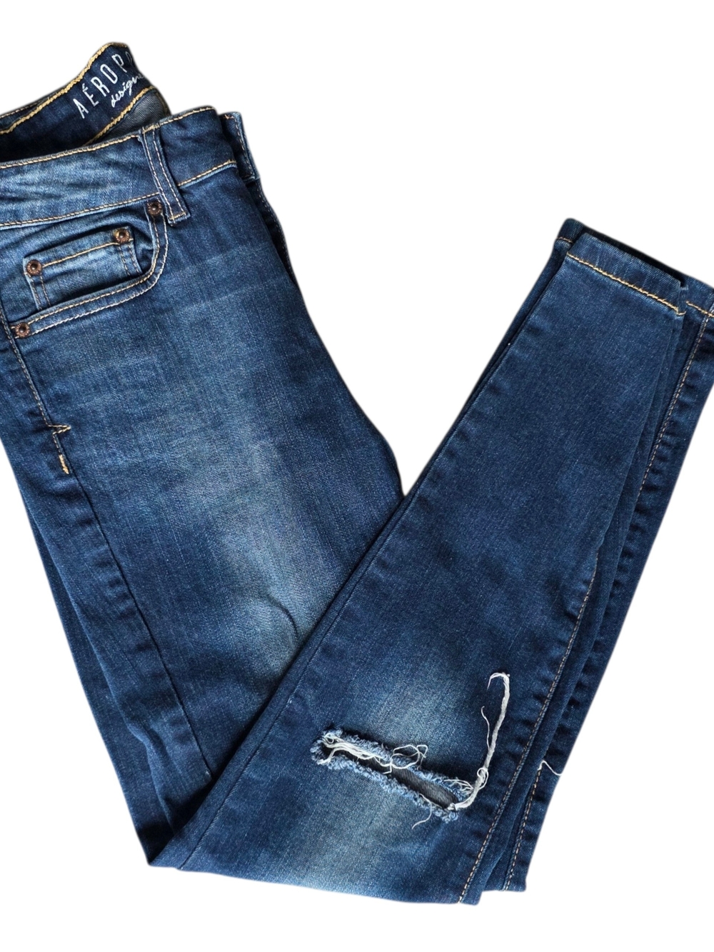 Aeropostale Skinny Jeans Size 4 Short Distressed Knee Stretch Denim Y2K
